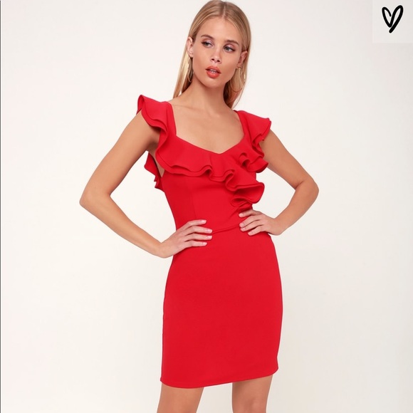 Lulus Dresses & Skirts - Lulu’s Diva Red Ruffled Bodycon Dress